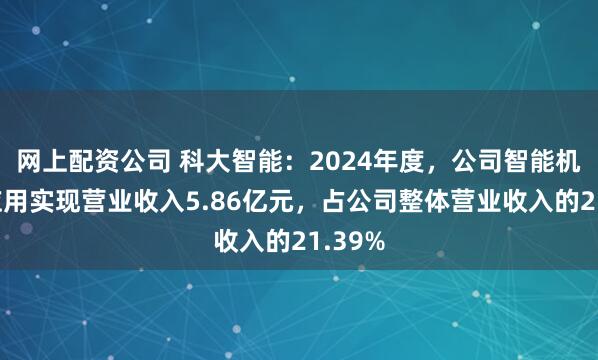 网上配资公司 科大智能:2024年度,公司智能机器人应用实现营业收入5.86亿元,占公司整体营业收入的21.39%