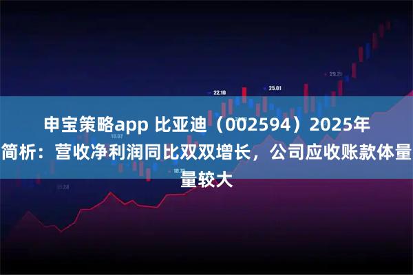 申宝策略app 比亚迪（002594）2025年中报简析：营收净利润同比双双增长，公司应收账款体量较大
